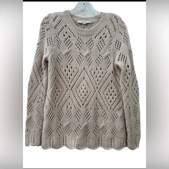 LOFT Pink Open-Knit Sweater - Picture 2 of 5